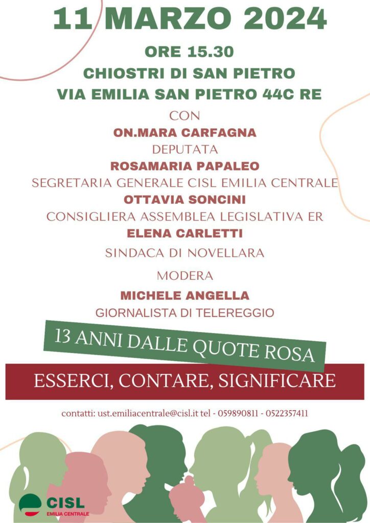 13 anni dalle quote rosa - Evento Reggio Emilia
